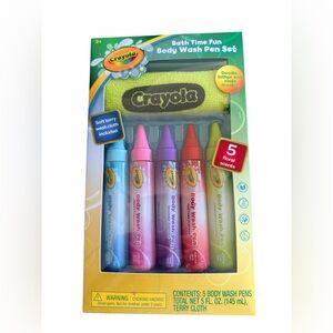 Crayola Bath Time Body Wash Pen Set, floral scents, wash cloth